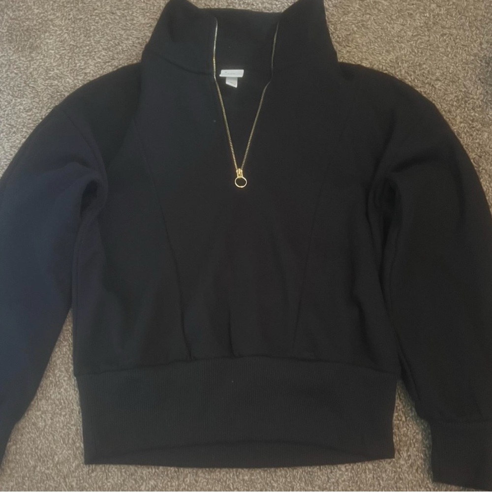 a new day Black Turtleneck Sweater with Gold Zipper